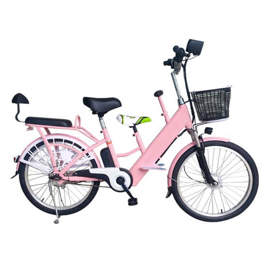 24 inch parent-child three-seater lithium electric bicycle with Bluetooth speaker 350w brushless with gear motor strong power